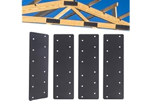 CDFYJHFDQ 4 Pcs Straight Steel Plate, I Shape Flat Bracket (Actual 15.7 “L x 4.8 ”W), Heavy Duty Black Flat Straight Mending Bracket Plate for 6" X6“Repairing House Beams, Furniture, Gazebos, Truss Frames