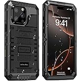 Beasyjoy for iPhone 16 Pro Max Case Waterproof, Metal Heavy Duty Full Body Protective Case with Built-in Screen Protector, Military Grade Shockproof Defender Cover for iPhone 16 Pro Max 6.9", Black