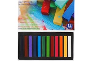 LOONENG Non Toxic Soft Pastels Chalk, Soft Chalk Pastels Stick for Crafts Projects, Drawing, Blending, Layering, Shading, 12 Brilliant Assorted Colors