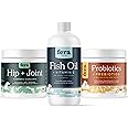 Fera Pet Organics Health Essentials Supplement Bundle for Dogs and Cats, Includes: 16 Oz Omega 3 Fish Oil with EPA & DHA, 60 Scoops Organic Probiotics with Prebiotics, 90 Hip & Joint Soft Chews
