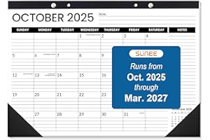 SUNEE Desk Calendar 2025-2026, Oct. 2025 to Mar. 2027, 17"x12" Desk Calendar 2026 for Home, School or Office - 18 Months Cale