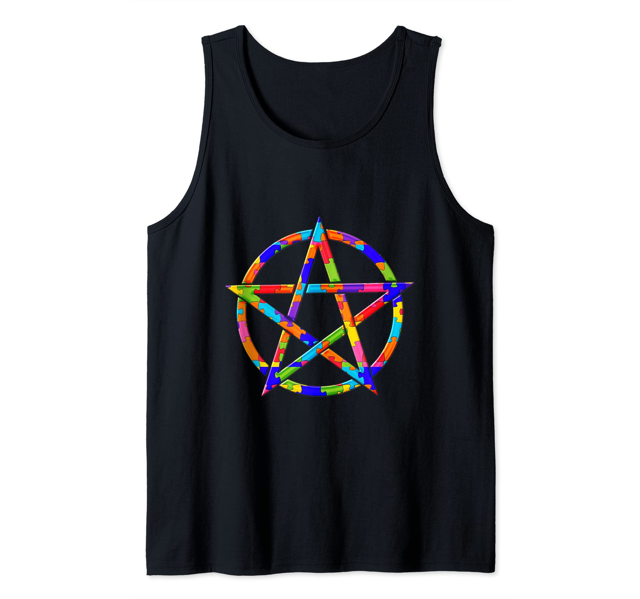 Star of David, jew Pentagram Jigsaw Autism Puzzle Tank Top