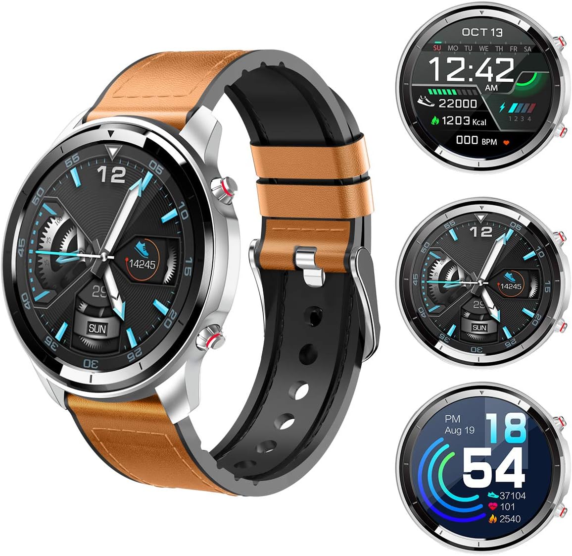 Rundoing Full Touch Screen Smart Watch for Android/iOS Phones, Fitness Tracker with Heart Rate/Sleep Monitor,Step/Calorie Counter,Smart Watches with 1.3 inch Screen,Waterproof Smartwatch for Men
