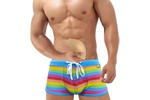 Sipumia Men's Square Leg Swimwear Pride Rainbow Swim Briefs Bikini Board Surf Shorts Boxer Swimming Trunks