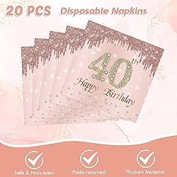 41Pcs 40th Birthday Decorations, Rose Gold Birthday
