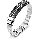 craftsmanscore Cross Bracelet for Men Women,Adjustable 6.88-8.66in Stainless Steel Bracelet, Cross Jewelry
