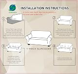 SAMSTEX 2 Seater Sofa Cover 1-Piece Stretch Jacquard Knit Brown view 7