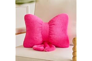 Lfsaaj Bowknot Pillow Hot Pink Cute Bow Decorative Throw Pillows 12" Aesthetic Home Decor Bow Cushions Butterfly Knot Plush Pillow for Bedroom Couch