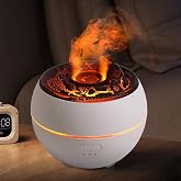 YALEDI Essential Oil Diffuser, Volcano Flame Fire Oil Diffuser, 360ml Ultrasonic Cool Mist Aromatherapy Humidifier, Scent Diffuser with 7 Colors Light, Timer &amp; Auto Shut-Off for Home, Room (White)