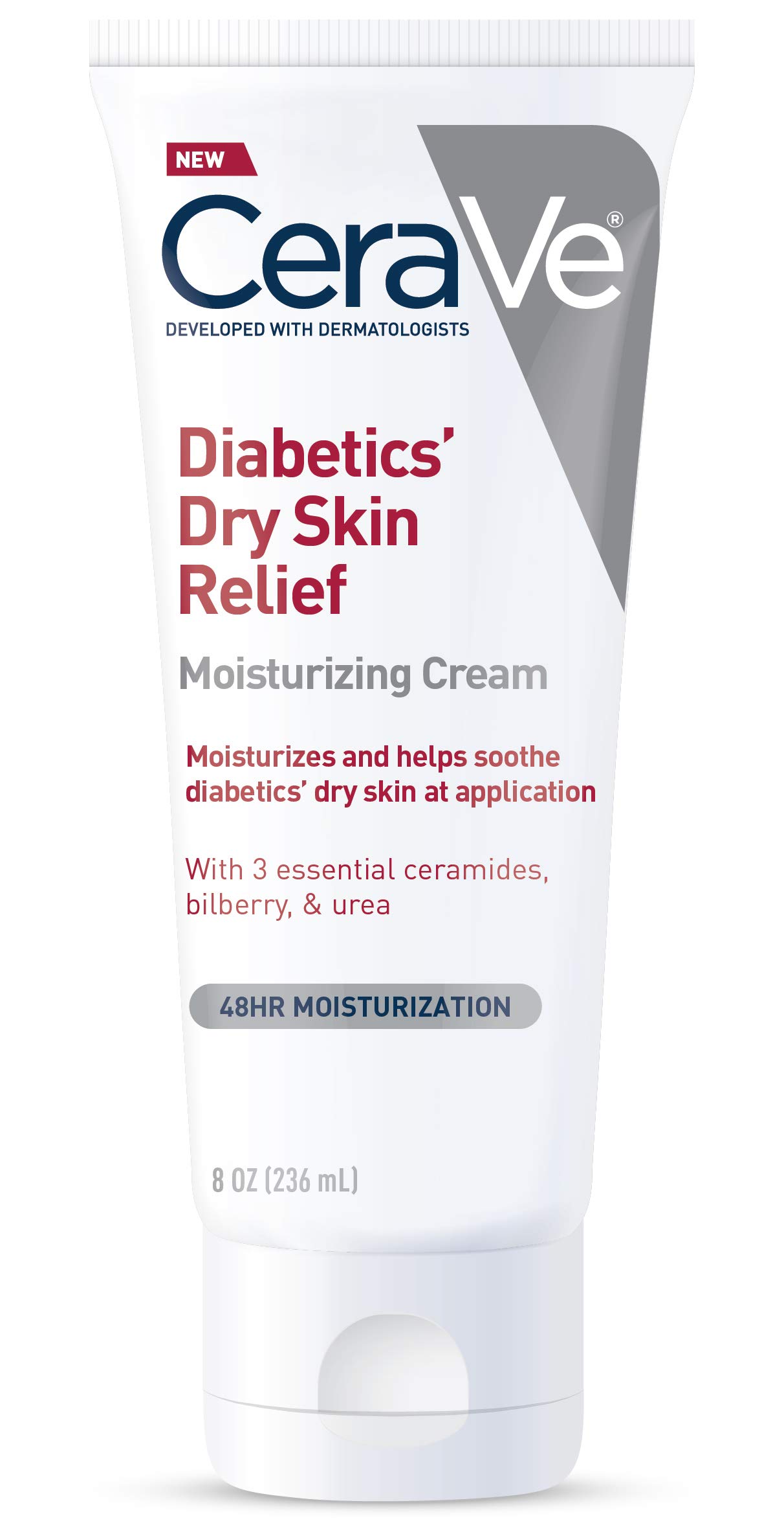 Photo 1 of CeraVe Moisturizing Cream for Diabetics’ Dry Skin, Urea Cream with Bilberry for Face and Body, Fragrance Free & Paraben Free, 8 Ounce