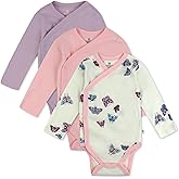 HonestBaby unisex-baby 3-pack Long Sleeve Side-snap Kimono Bodysuits Organic Cotton for Infant Baby Boys, Girls, Unisex