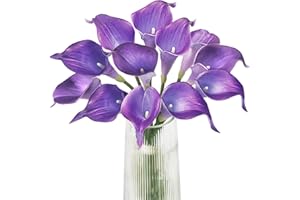 Letjolt Calla Lily Purple Artificial Flowers 12Pcs Table Flower Decor Faux Calla Lilies Bouquet for Wedding Bride Shower Home Decoration, Purple