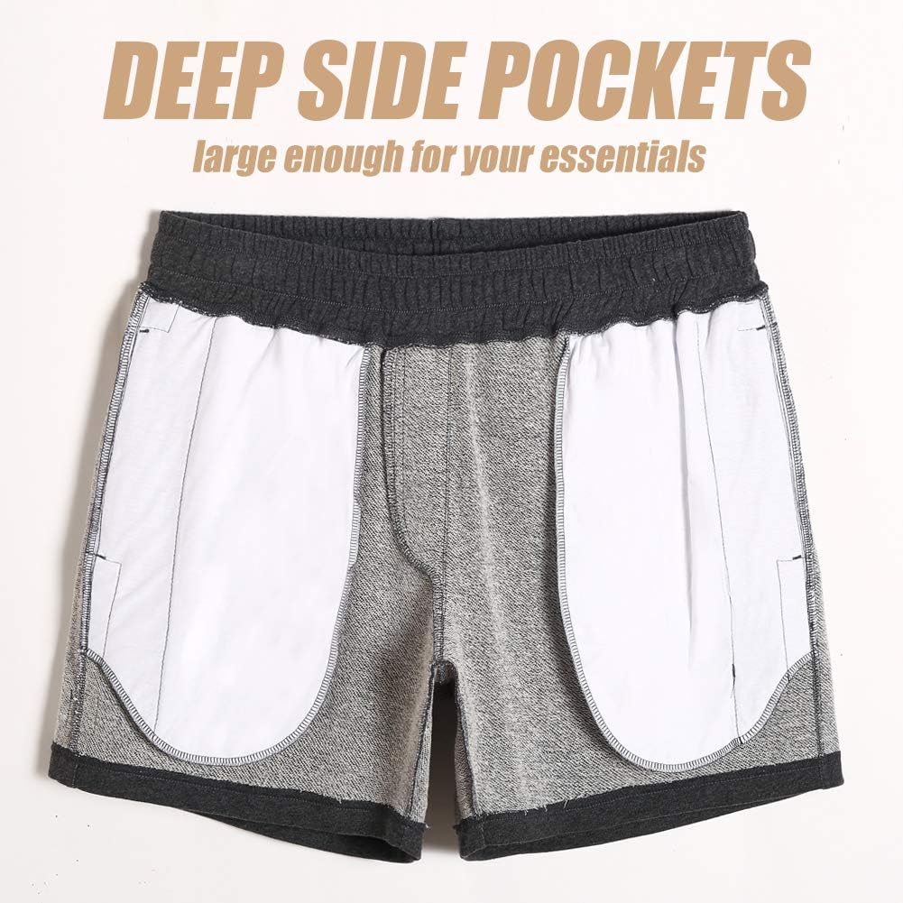 MaaMgic Mens Athletic Gym Shorts 5.5" Elastic Waist Casual Pajama Pocket Jogger Men Workout Short Pants at  Men’s Clothing store
