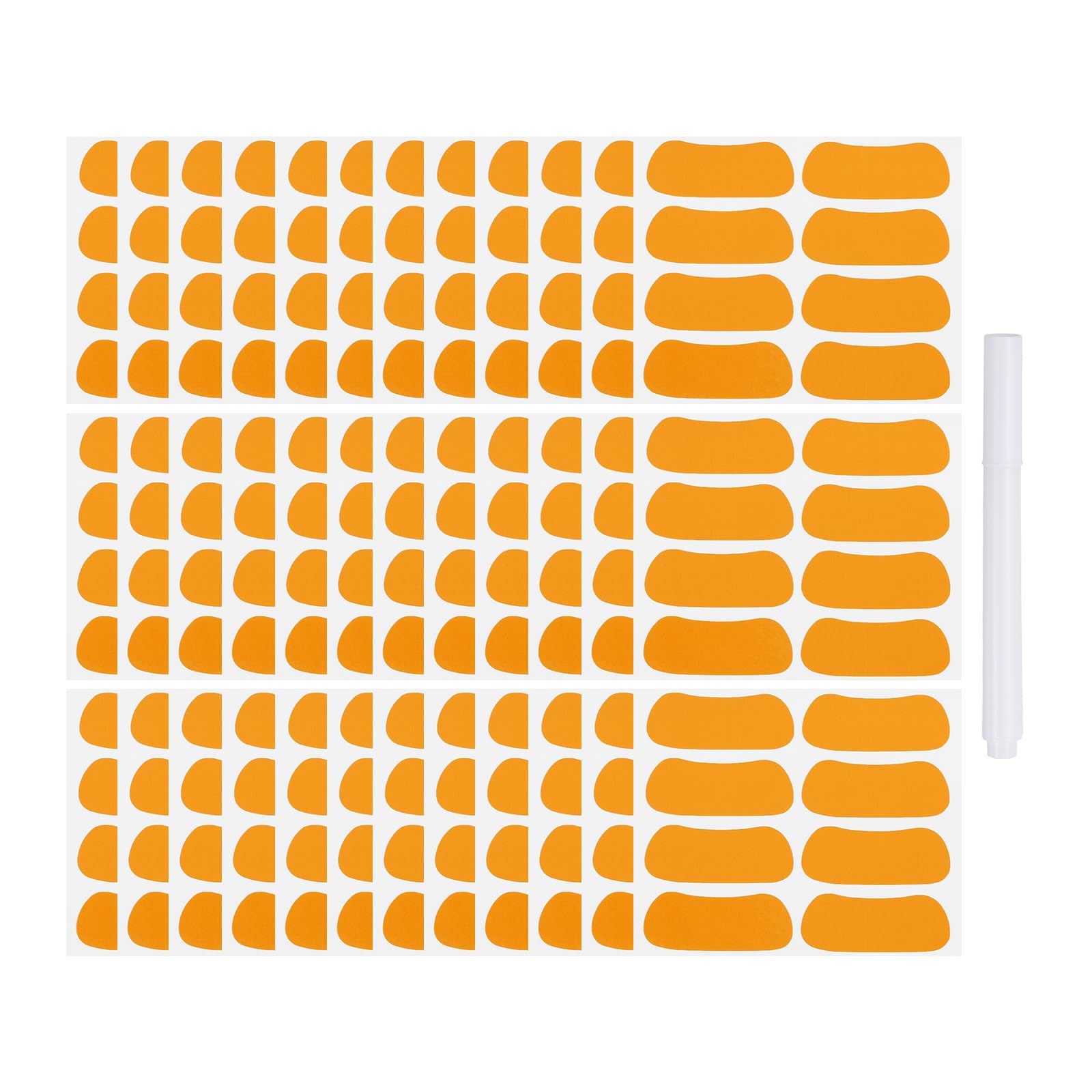 PATIKIL 144 Pairs Sports Eye Black Stickers, Under Eye Black Strips Football Face Stickers Breathable Eyeblack Sticker with 1 Pcs White Pencil for Baseball Fans on Game Day, Orange