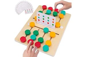 AugToy Montessori Color Matching Learning Toys Sliding Puzzle for Kids 3 4 5 6 7 Years Old Preschool Logic Game Brain Teasers Boys Girls 2 Players Educational Wooden Toddler Travel Toys Gifts