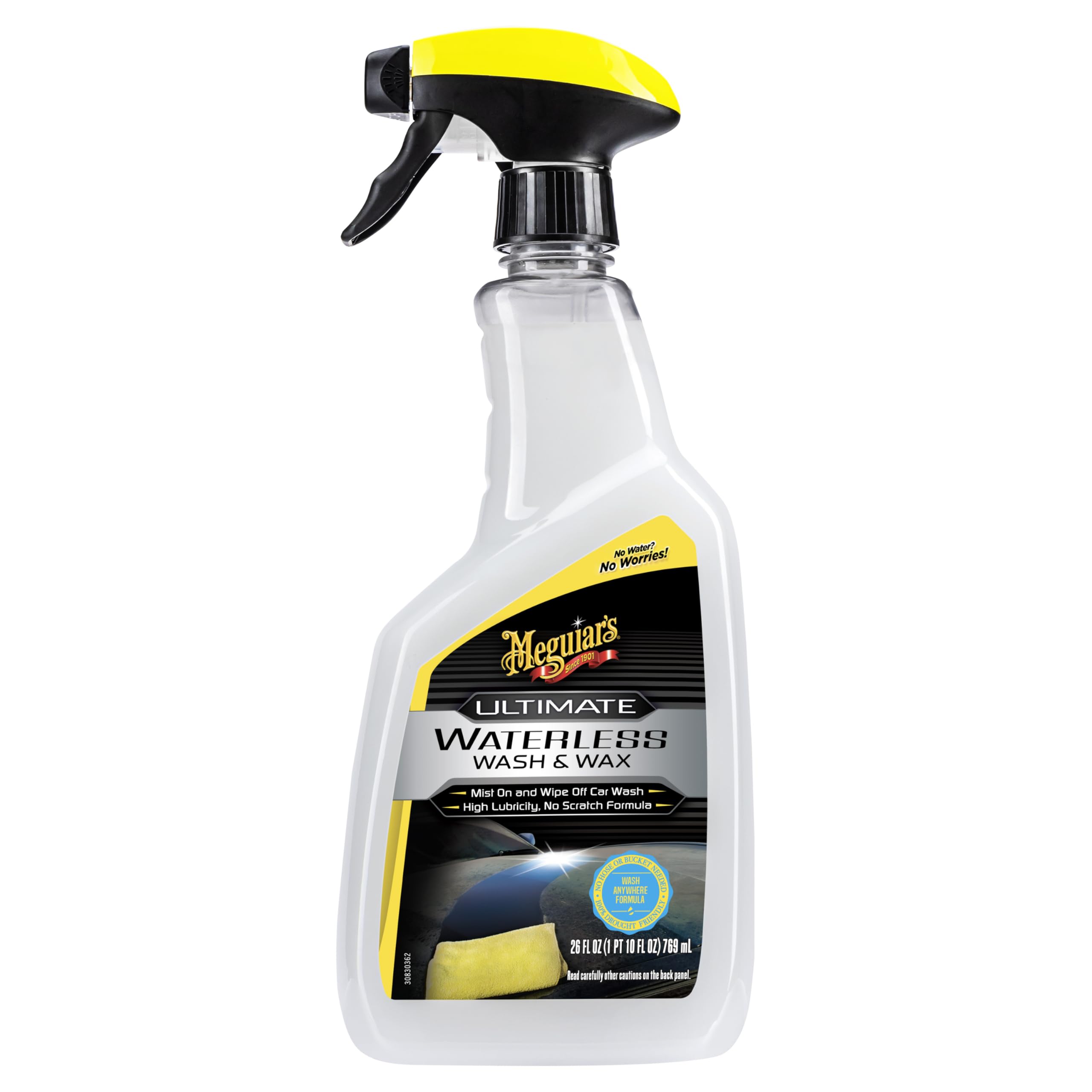 Meguiar's Ultimate Waterless Wash & Wax, Scratch-Free Waterless Car Cleaning Spray for Quick Detailing, 2-in-1 Cleaner and Wax Protection for a Brilliant Shine, 768ml