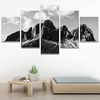 SIGNWIN 5 Panel Canvas Wall Art Monochromatic Mountains for Home Decorations Ready to Hang - 60