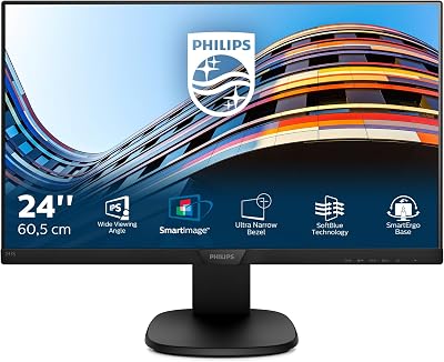 Philips 243S7EHMB 24" FHD Monitor 60Hz IPS Height Adjust Speakers HDMI VGA