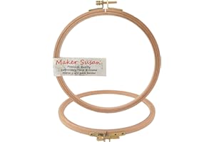 Maker Susan 6" Wood Embroidery Hoop, Round Beechwood Cross Stitch Hoop with Adjustment Brass Screw, Cross Stitch Hoops and Frames, Suitable for Embroidery, Craft Sewing (6 inch)