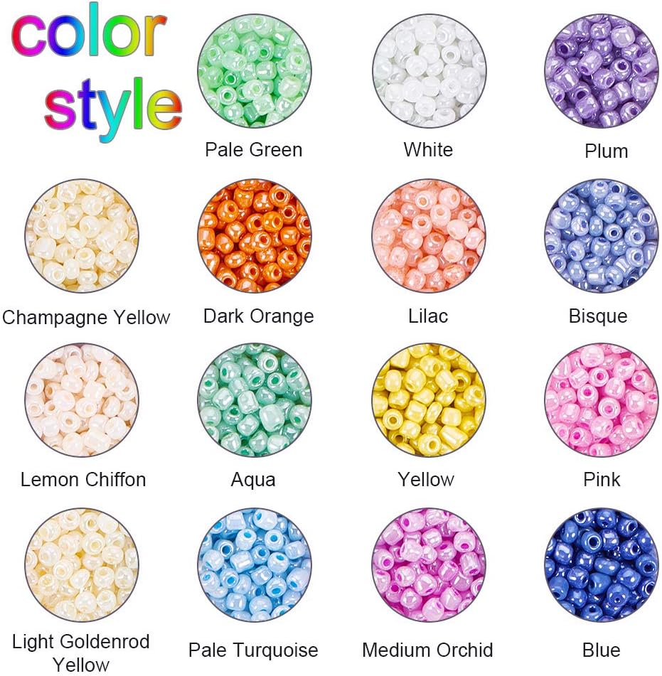 PH PandaHall 3000pcs 15 Colours Glass Seed Beads 4mm Mini Spacers Candy Colour Czech Bead Ceylon Round Bead Cute Craft Bead for Friendship Bracelets Jewellery Making DIY Handicrafts Hole:1.5mm - Image 5