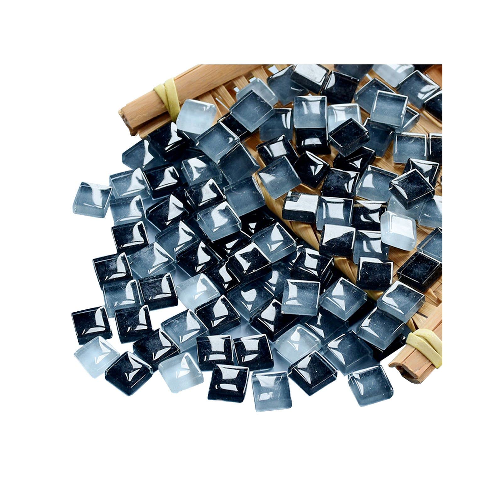 Photo 1 of 100 Pieces Bulk Mosaic Tiles Assorted Color Opaque Mosaic Glass Crafts Supplies for DIY Picture Coaster Home Mosaic Decoration(1x1cm,Black Series)