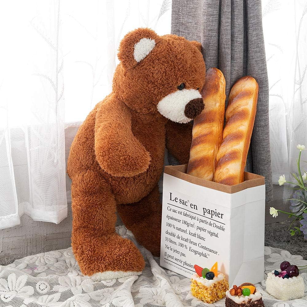 MaoGoLan Giant Teddy Bears Large Plush Stuffed Animals Toy with Footprints Big Teddy Bear for Girlfriend Children 39 Inch,Light Brown: Toys & Games