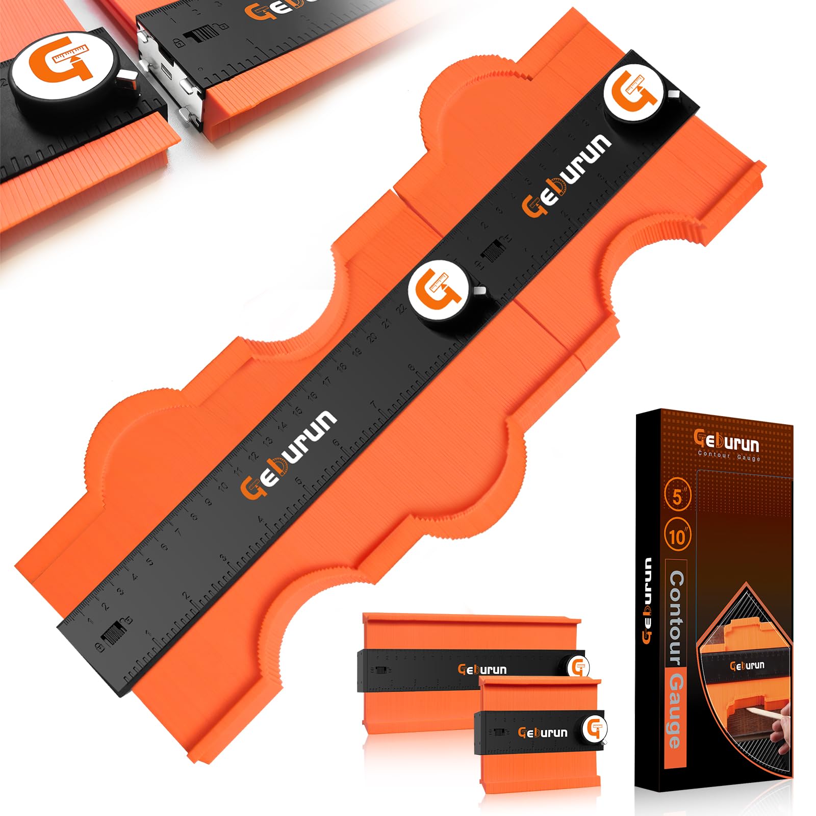 Photo 1 of Geburun Contour Gauge (10+5 Inch) Unlimited Connection Profile Tool with Lock, Gifts for Men Dad Husband Him Super Contour Duplicator Woodworking Tools Carpenter Tools Outline Measuring Tools for Men