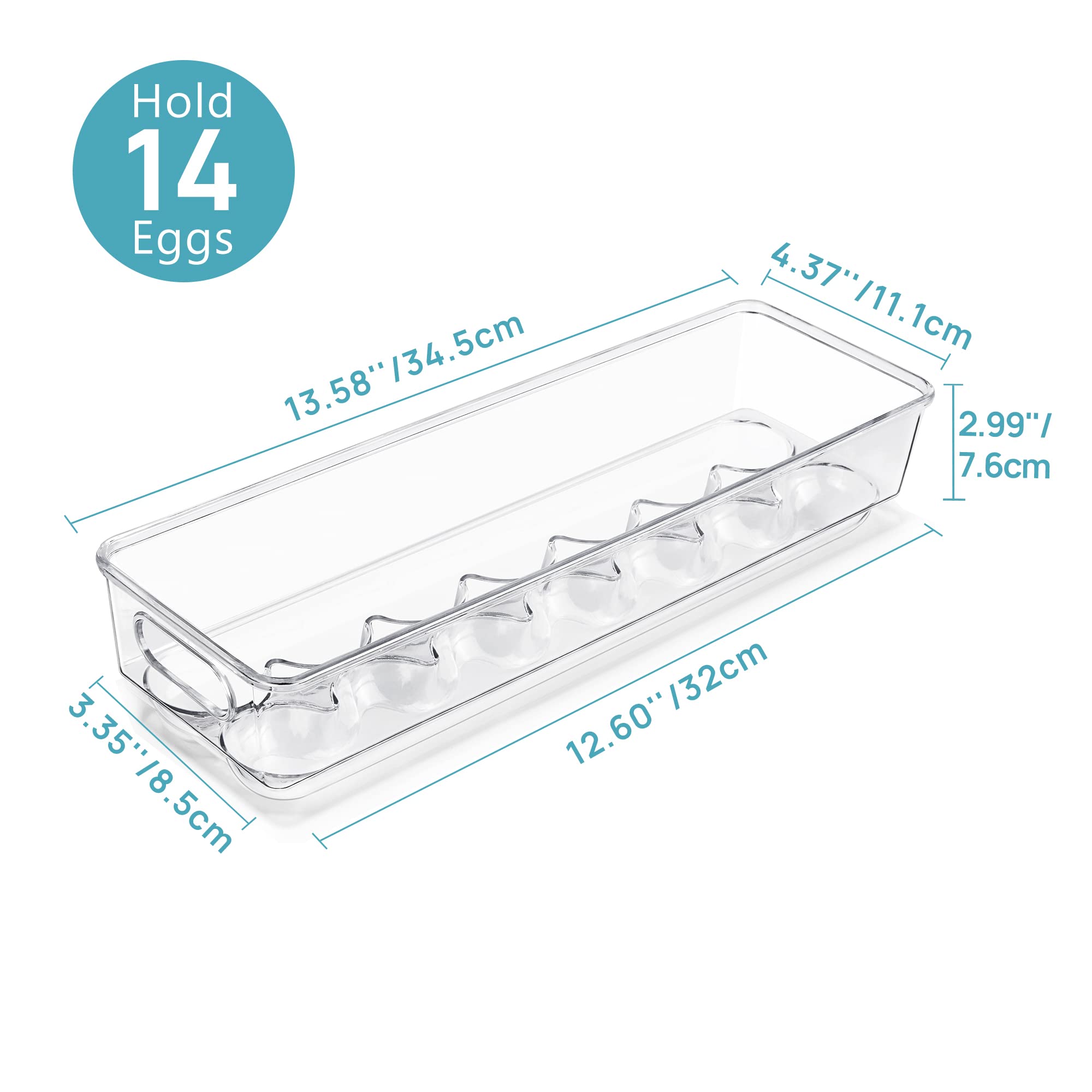 Vtopmart Egg Container Holders for Refrigerator - Clear Stackable Trays for 14 Eggs, Plastic Storage Bins for Fridge Organization (2 Pack)