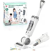 Kids Vacuum Cleaner Toy Set for Toddlers - 2PCS Toy Vacuum Sets for Toddlers 3+ Toddler Vacuum Toy That Works with Sound Effects, Baby Play Vacuum Pretend Role Play Household Housekeeping (White)