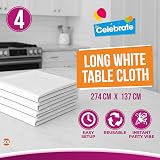 SOL 4pk White Table Cloth Rectangular 274x137cm Heavy Duty Plastic view 3