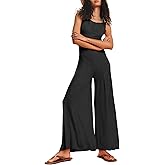 Ynhonra Women’s Sleeveless Jumpsuit Backless Wide Leg One Piece Romper for Summer Casual Style