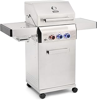 TAINO Platinum Gasgrill komplett Edelstahl Sear-Burner Power-Zone Keramik-Brenner BBQ Grillwagen Griller Gusseisen Seitenkocher Piezozündung (Platinum 2+1)