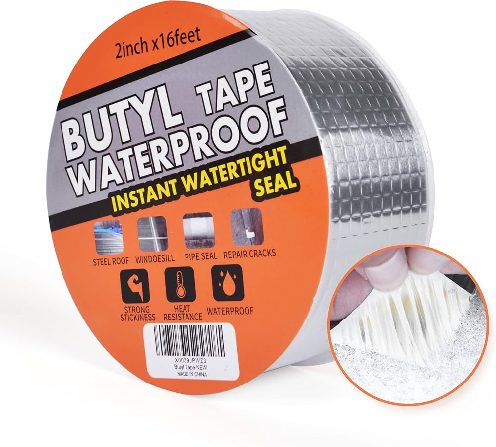 TAPEBEAR Butyl Tape for Roof and Leak Repair 2in x 16ft Silver Aluminum