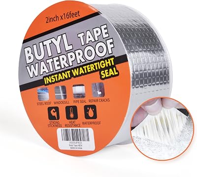 TAPEBEAR Butyl Tape for Roof and Leak Repair 2in x 16ft Silver Aluminum