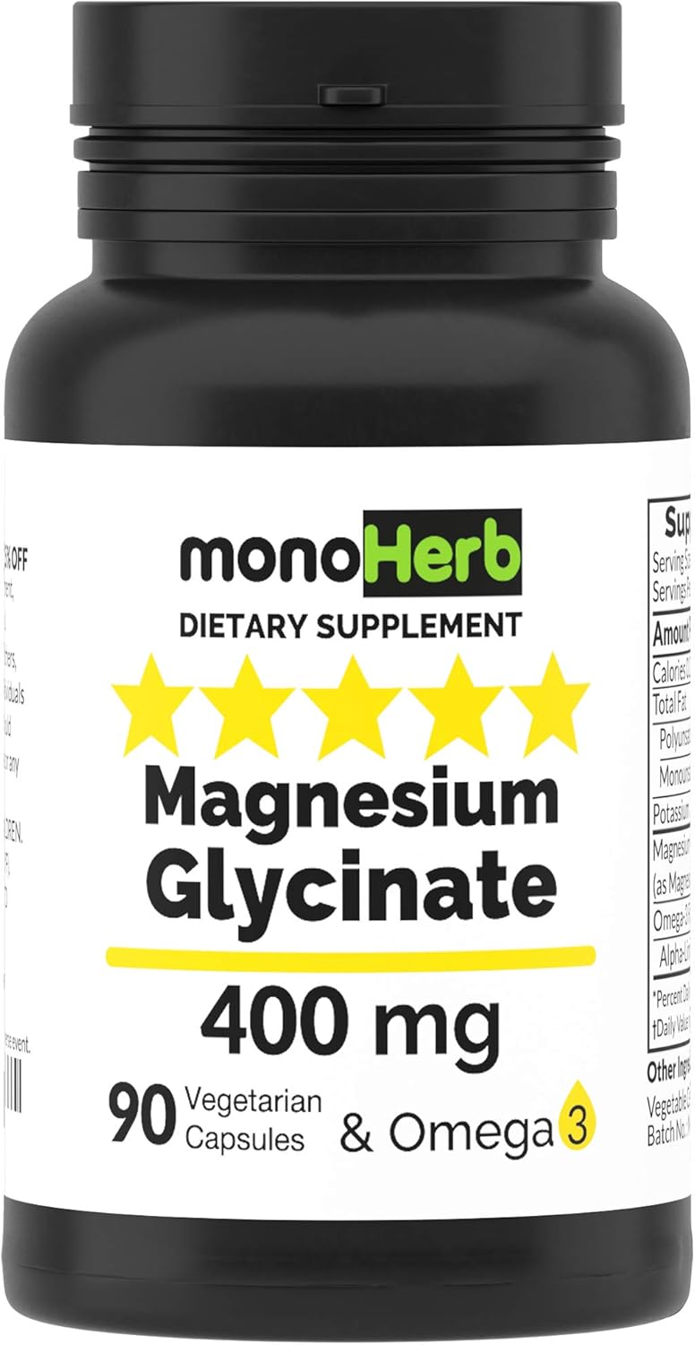 Magnesium Glycinate 400 mg 90 Vegetarian Capsules Health