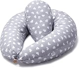Niimo XXL+ Pregnancy Pillow & Nursing Pillow Grey Hearts 200x70 cm