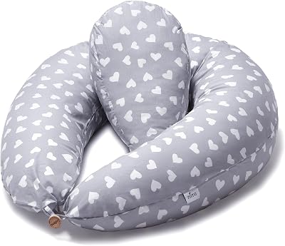 Niimo XXL+ Pregnancy Pillow & Nursing Pillow Grey Hearts 200x70 cm