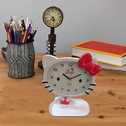 Newest Design Cartoon Character Table Cock with moving Pendulum Clock, Kids Room-KITTY