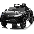 YOFE Kids Electric Ride On Car for Kids, 12V Licenced Lamborghini Kids Electric Vehicles with Remote Control, AUX, Spring Suspension, Music, LED Lights, USB Port, Foot Pedal (Black)