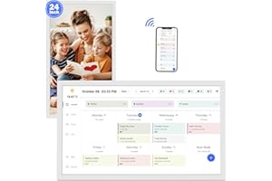 FULLJA 24" Smart Calendar Digital Chore-Chart-for-Planner - Touchscreen Display Electronic Calendar for Family Schedules, 32GB, Auto-Sync Google iCloud Outlook Calendars, Wall Mounted Household Organization