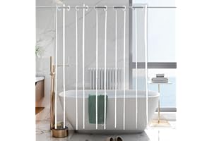YISURE No Hook Needed Long Shower Curtain 84in, Clear PEVA Plastic Waterproof Heavy Duty Bathroom Curtain Hook Free Transparent Shower Liner 72x84 Inches