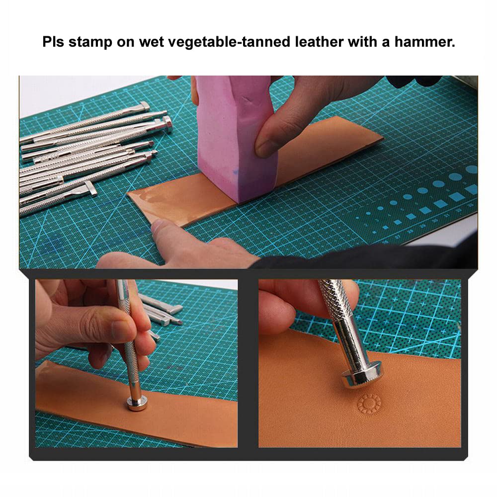 Leather Stamps,3 Pack Professional Leather Background Stamping Tools for Craft Working