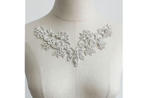 PEARLY JUN Rhinestone Applique Crystal Applique for Hand Sewing Craft Projects DIY Wedding Clothes Shoes Hats Bags (YL012-silver)