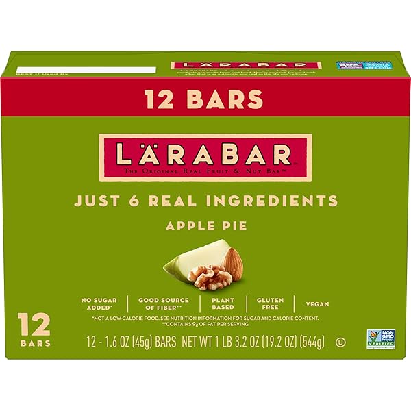 LARABAR APPLE PIE, GLUTEN FREE VEGAN FRUIT & NUT BARS, 1.6 OZ BARS, 12 CT