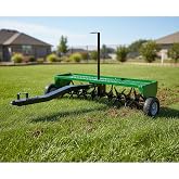 Garvee 48-Inch Tow Behind Plug Aerator,Pull Behind Aerator with Durable Steel Tines Lawn &amp; Tray and Pneumatic Tires Tow Behind Spike Aerator for Lawn, Farm,Planting,Green