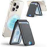 OMOTON Magnetic Wallet for iPhone, 4 Card Holder Phone Wallet for Magsafe with Stand, Premium Leather for iPhone 17/16/15/14/13/12 Series (Black)