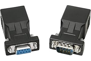 DB9 RS232 to RJ45 Extender, DB9 9-Pin Serial Port Female&Male to RJ45 CAT5 CAT6 Ethernet LAN Extend Adapter Cable-2pcs (2-Ada