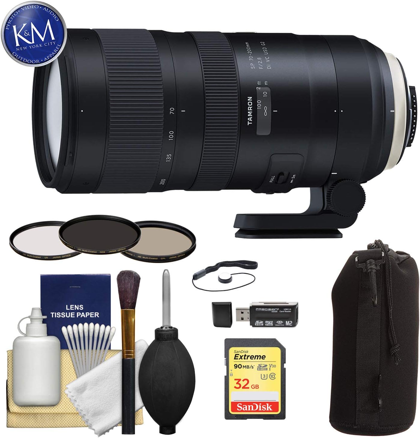 Amazon Com Tamron Sp 70 0mm F 2 8 Di Vc Usd G2 Lens For Nikon F With 32gb Sd Card Filter Set Cleaning Kit Lens Pouch Deluxe Bundle Camera Photo