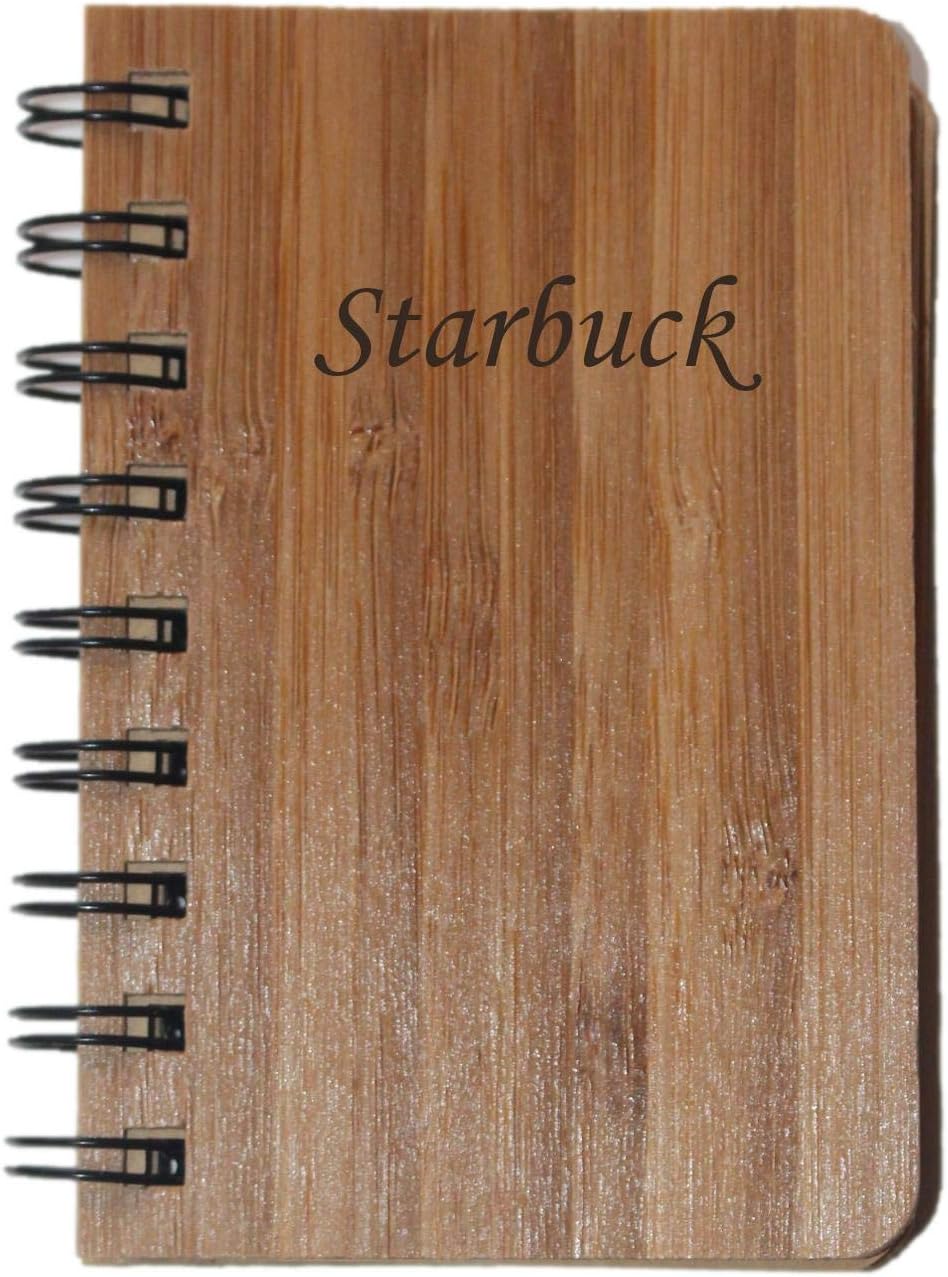 Wood hardcover Spiral Bound Notebook. Engraved Name: Starbuck (First Name/Surname/Nickname)