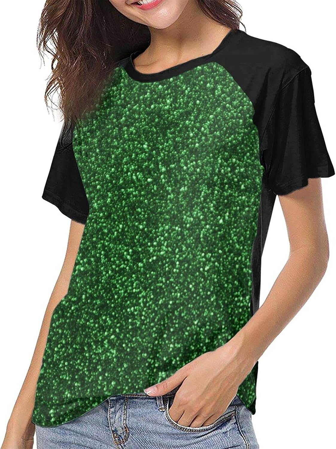ladies green sparkly top